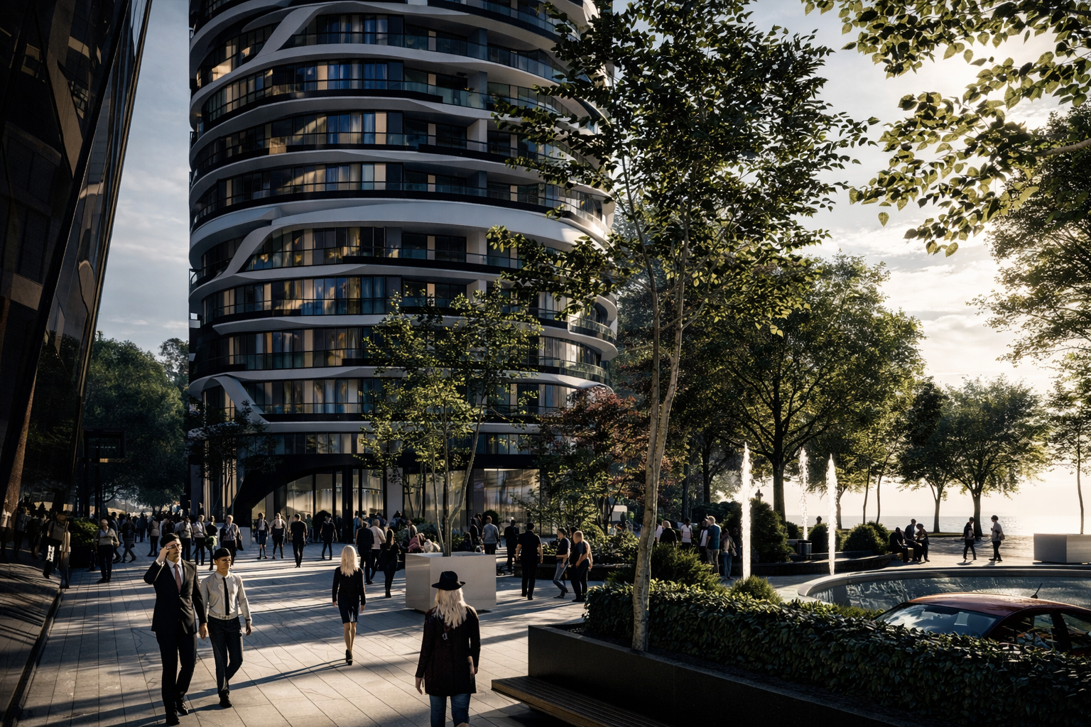 Europe Tower i plato ispred projekta